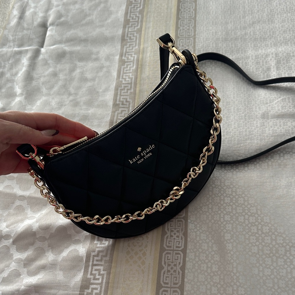 Kate Spade Quilted Black Crossbody with Gold Chain - Picture 6 of 6